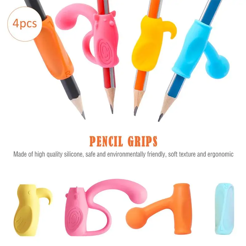 4 x Pencil Grips Occupational Therapy Handwriting Aid Kids Pen Control Cylinder
