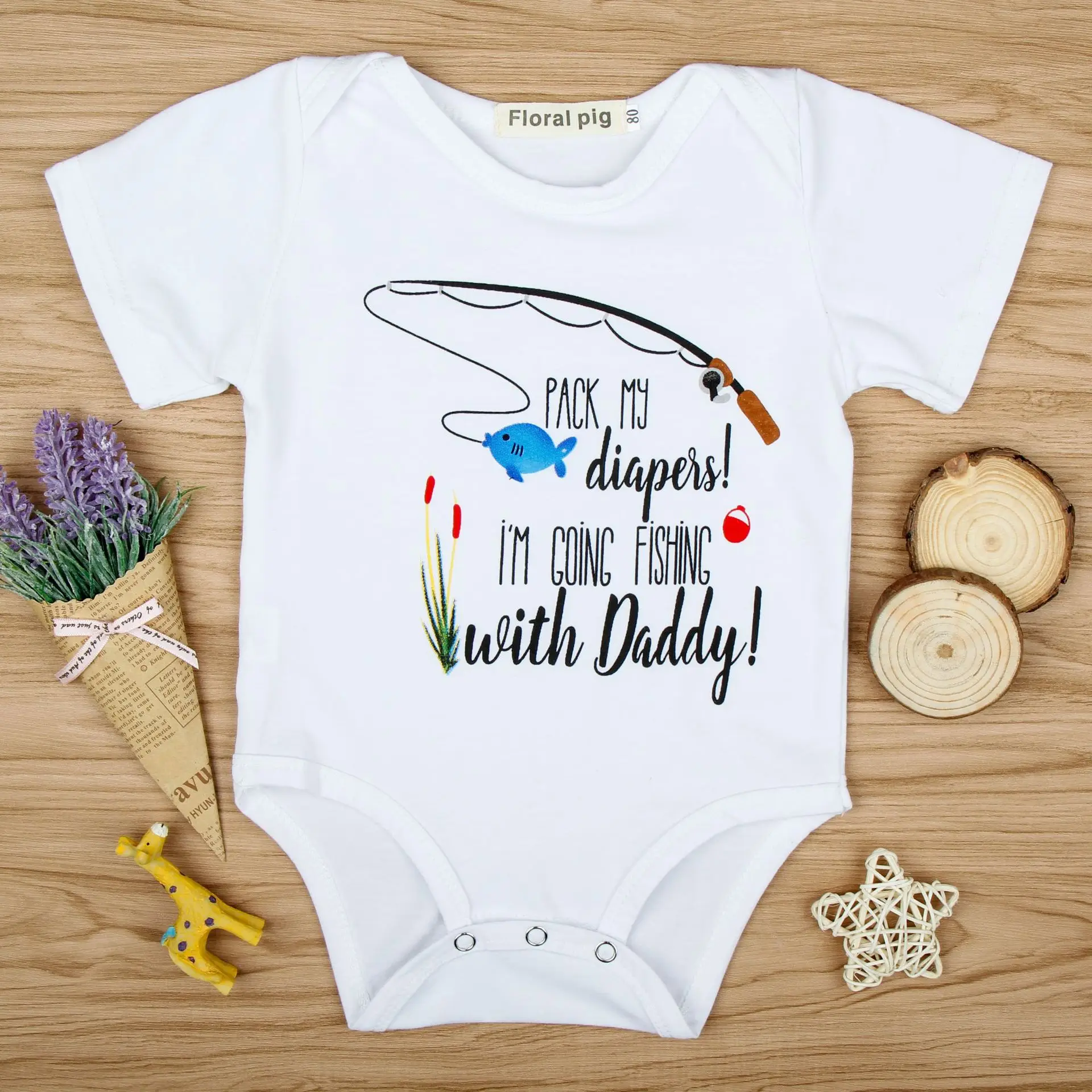 Хит продаж боди для новорожденных с надписью I'm Going Fishing with Daddy детская одежда