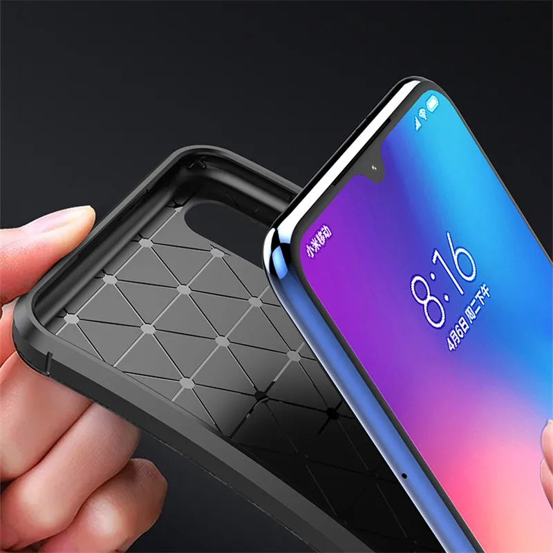 Чехол из углеродного волокна для Xiaomi Mi 9 SE мягкий силиконовый ударопрочный чехол