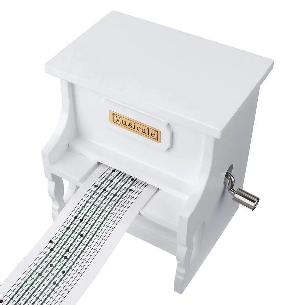 

Kids Musical Instrument Toys Hand-cranked Mechanism Piano Music Box With Hole Puncher And Paper Tapes DIY Toys