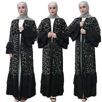 

Luxury Abaya Dubai Kaftan Sequined Cardigan Muslim Maxi Dress Caftan Oman Qatar Abayas For Women Turkish Islam Clothing Fashion