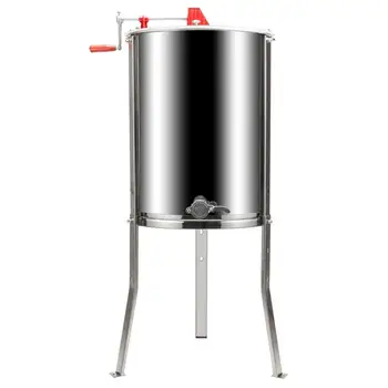 

4 Frames Stainless Steel Manual Honey Extractor With Holder Silver US Warehouse Directly Shipping 7-10 Days Delivery