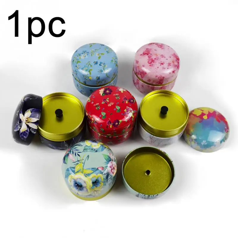 

Vintage Beautiful Colorful With Lid Cans Multifunction Chinese Style Tea Jar Powder Round Metal Coffee Tea Tin Container