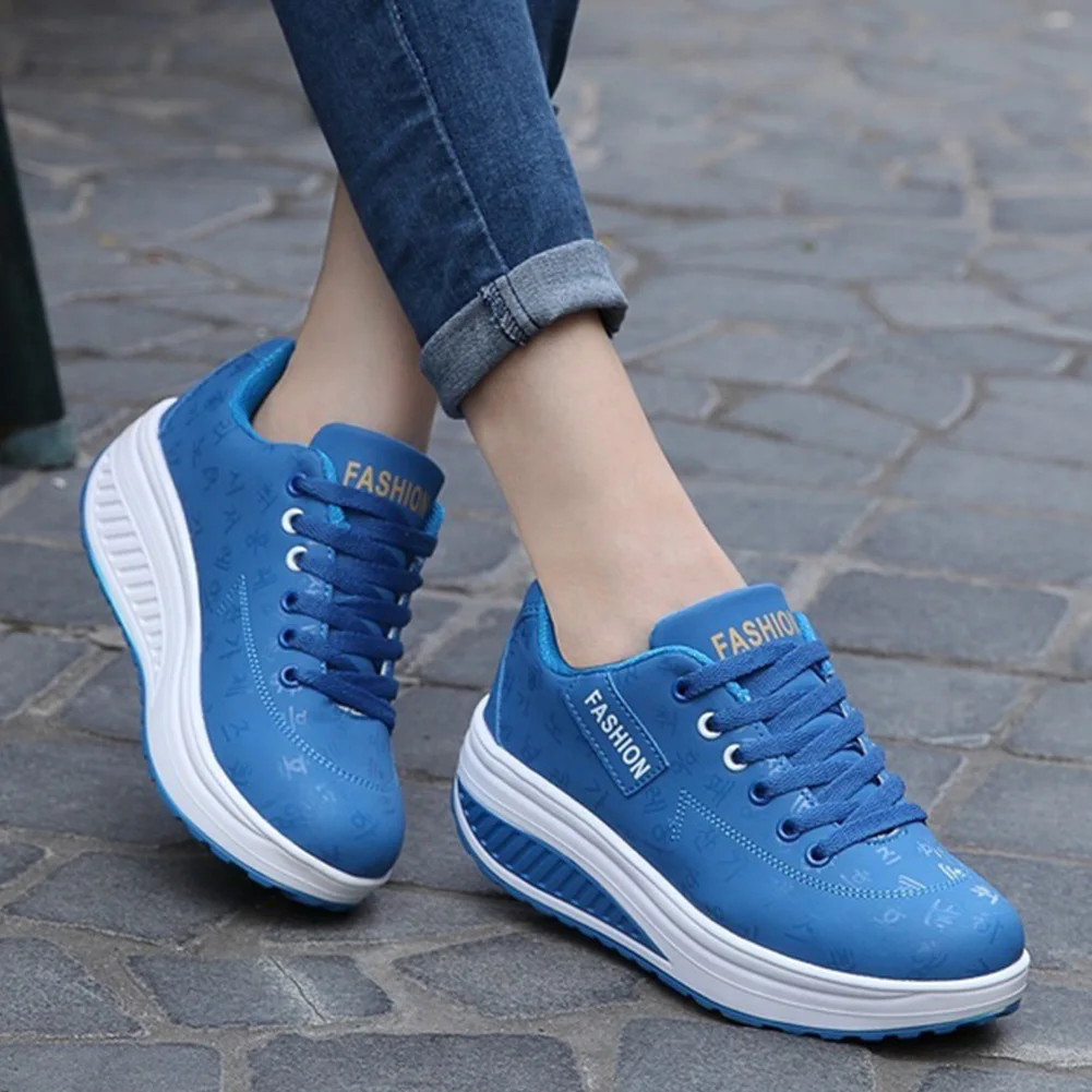 

Autumn New Women Casual Shoes Fashion Wedges High Heels PU Ladies Casual Shoes Female Non-slip Thick Bottom Sports Shoes