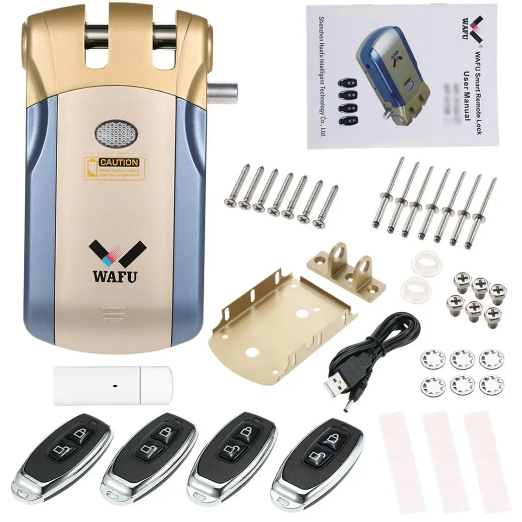 

Home Door Smart Electronic Keyless iOS Android APP Control Gold Gray Lock AA Batteries Within 15Meters remote Control Security