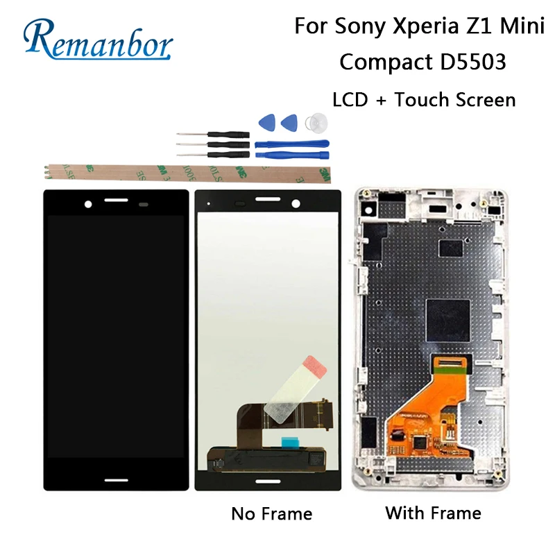 

Remanbor For Sony Xperia Z1 Mini Compact D5503 4.3'' LCD Display + Touch Screen For Sony Xperia Z1 Mini Compact + Tools + Tape