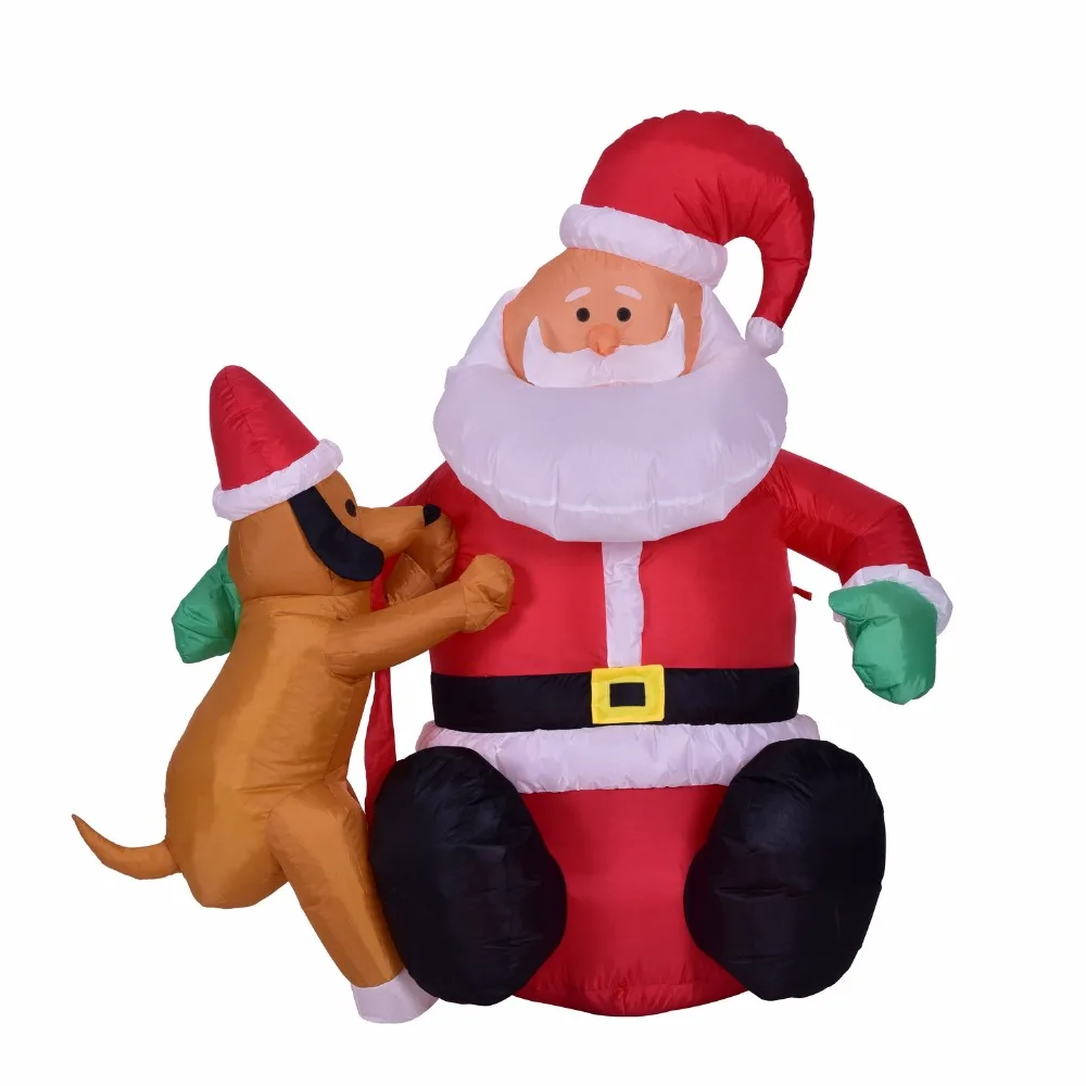 1 2 м высокий надувной Рождественский Санта Клаус с декоративная собачка X'mas