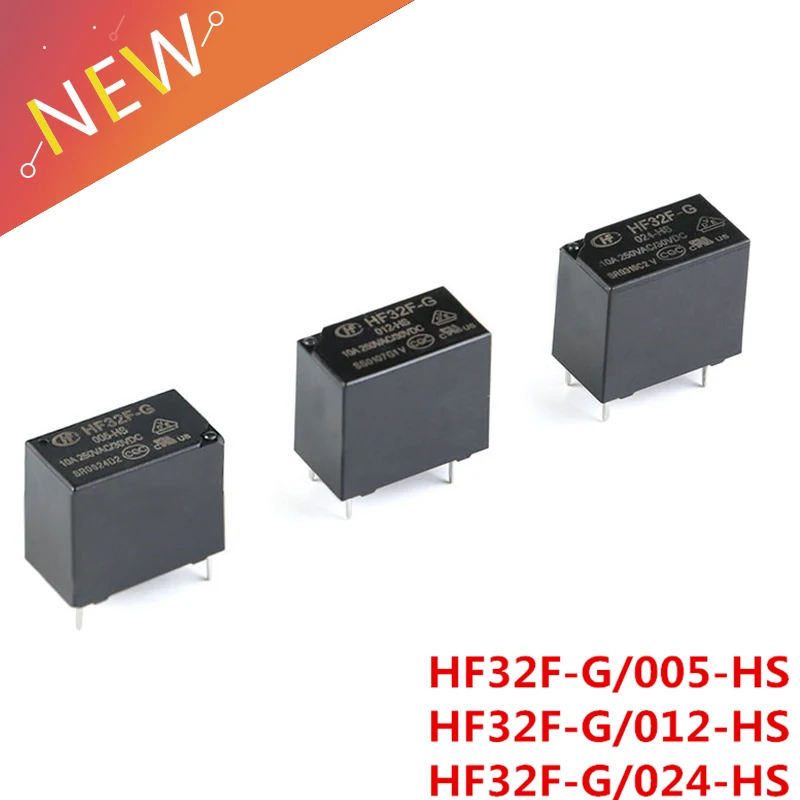 2 шт./лот 5В 12В 24В силовые реле HF32F-G JZC-32F-005-HS JZC-32F-012-HS 10A 250VAC 4PIN | Обустройство дома