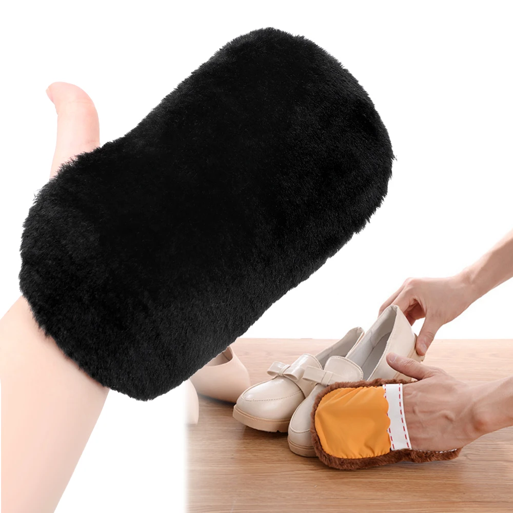 Wipe Shoes Handbag Shoe Care Brush Mitt Suede Soft Wool Plush Random Color Shoes Cleaner Shoe Gloves