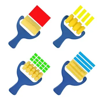 

Sponge Paint Brushes for Kids, 4 Pack Early Learning Drawing Painting Tools Set for DIY Arts Crafts, Besom Brush