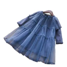 Весеннее кружевное платье принцессы с длинными рукавами для маленьких девочек кружевное платье для малышей, детская одежда для девочек, праздничные вечерние платья