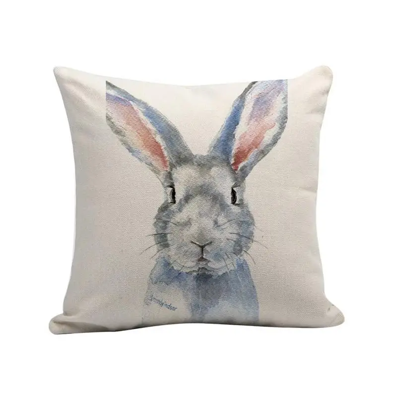 

Easter Rabbit Throw Pillow Case Pillowcase Cotton and Linen Spring Back Pillowcase 18 x 18 Inch