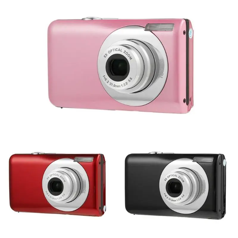 

Black/Red/Pink Ultra Thin 8X Optical Zoom Lens 16MP HD CMOS Sensor Digital Children Camera Camcorder Video Recorder