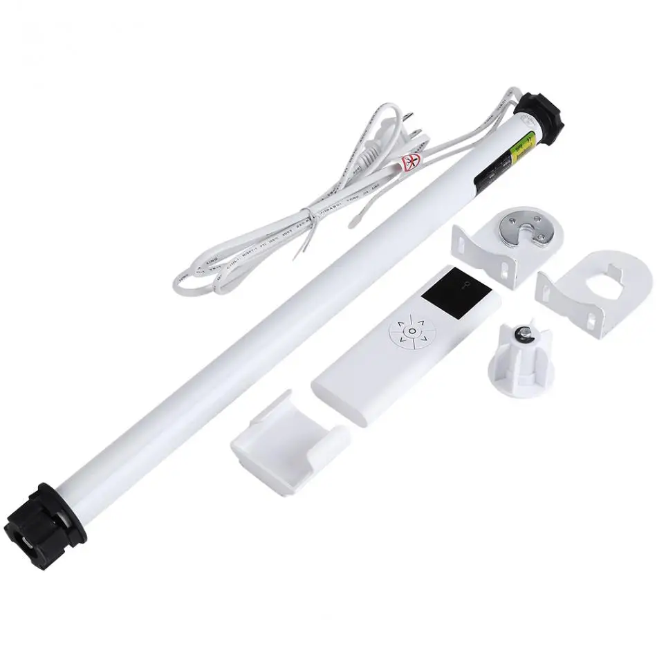 

110V-240V Aluminum alloy Roller Blind Shade Electric Tubular Motor Kit with Remote Transmitter Control Bracket US Plug