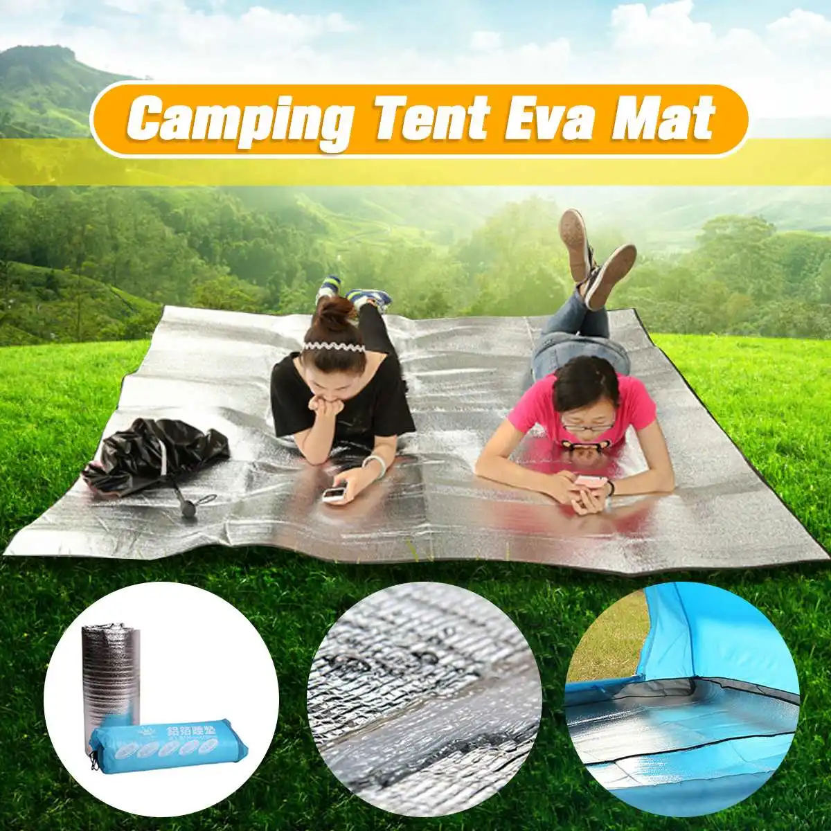 للماء الألومنيوم احباط إيفا التخييم حصيرة طوي للطي النوم نزهة مرتبة الشاطئ سجادة أرضية توضع خارج المنزل سادة 3 حجم 100 ~ 200X200 سنتيمتر