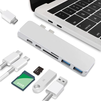 

USB 3.1 Type C HUB To HDMI 4K Thunderbolt 3 Adapter USB-C Hub with PD 2 USB 3.0 Micro SD TF Card Reader For New Macbook Air 2018