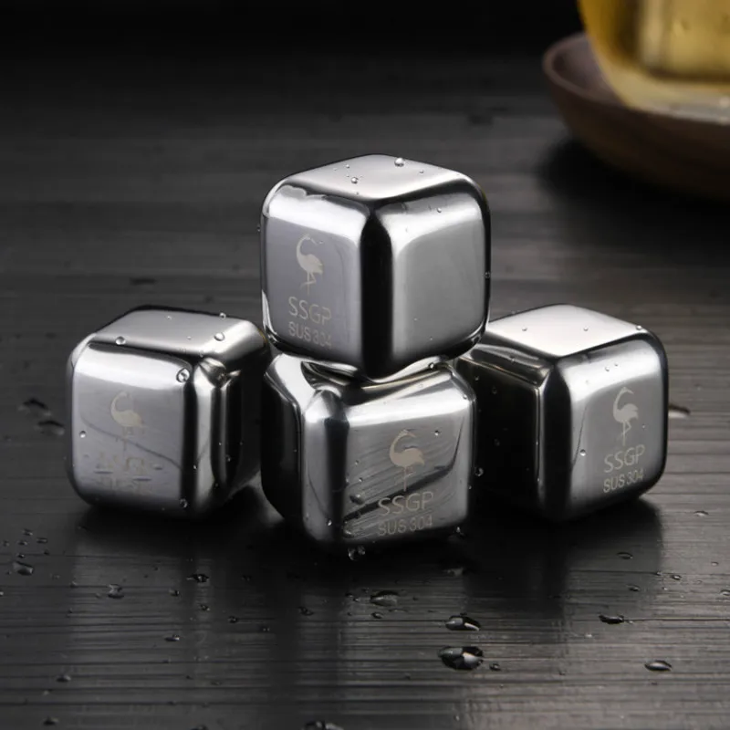 

1 PCS 304 Stainless Steel Ice Cubes Ice Wine Stone Frozen Ice Cubes Metal Particles Red Wine Whisky Ice Cube Wine Tools Coolers