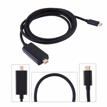 

1.8M Mini DP Video Adapter Cable USB3.1 Type C to Mini DisplayPort DP Cable Gold Plated Male to Male Converter Cable For MacBook