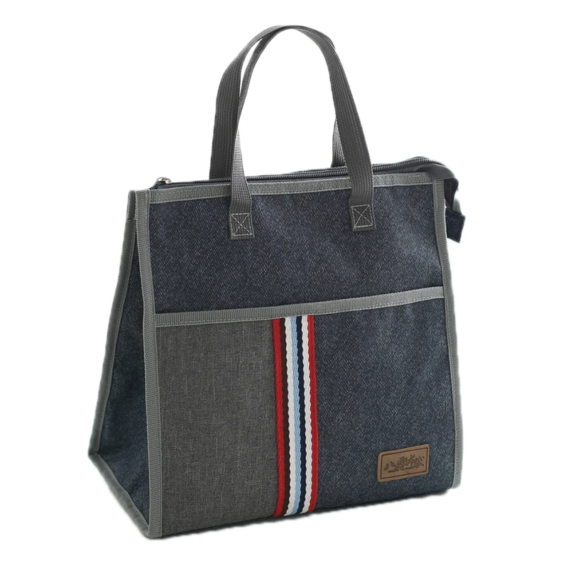 

Zipper Denim Lunch Bags Portable Mummy Insulated Pack Drink Food Thermal Ice Cooler Leisure Family Picnic Bento Box Accessories