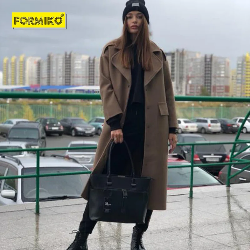 Formiko Женское зимнее пальто из шерсти. Мягкое длинное с отложным воротником.