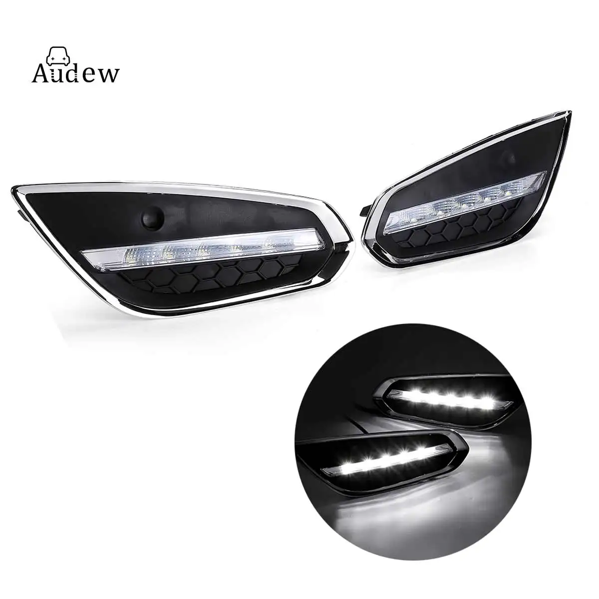 

2pcs Car Styling LED DRL Daytime Driving Running Lights Daylight w/ Fog Lamp Cover for Volvo S60 V60 2011 2012 2013 White light