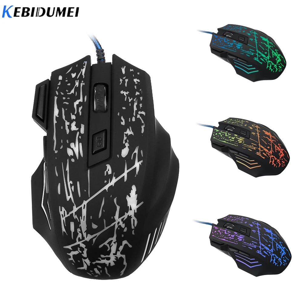 KEBIDUMEI USB Wired Gaming Mouse Mice 7 Buttons 5000DPI Mute Optical for Game Gamer Mouse for PC Computer Laptop Notebook