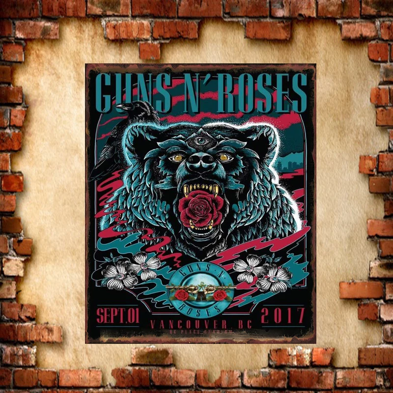Home Decor Guns N' Roses Neon Metal Sign Decor Tin Plaque Vintage Car Tin Poster 20x30cm Size20