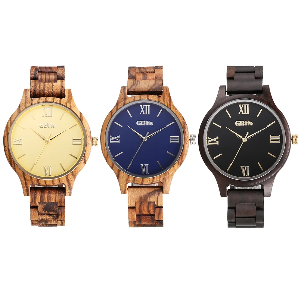 

GBlife MF Men Quartz Wooden Watch Simple Dial Male Wood Wristwatch In Wood Gift Box Quartz Watches Luxury Versatile Timepieces