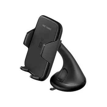 

silicone +plastic Universal Adjustable Qi Wireless Car Charger Sucker Phone Holder Bracket Black color 75*155*55mm quick charger