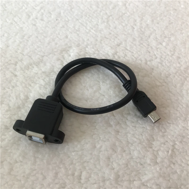 USB Mini B 5Pin мужчин и женщин принтер порт кабель для передачи данных с винтами может быть зафиксирован черный 30 см
