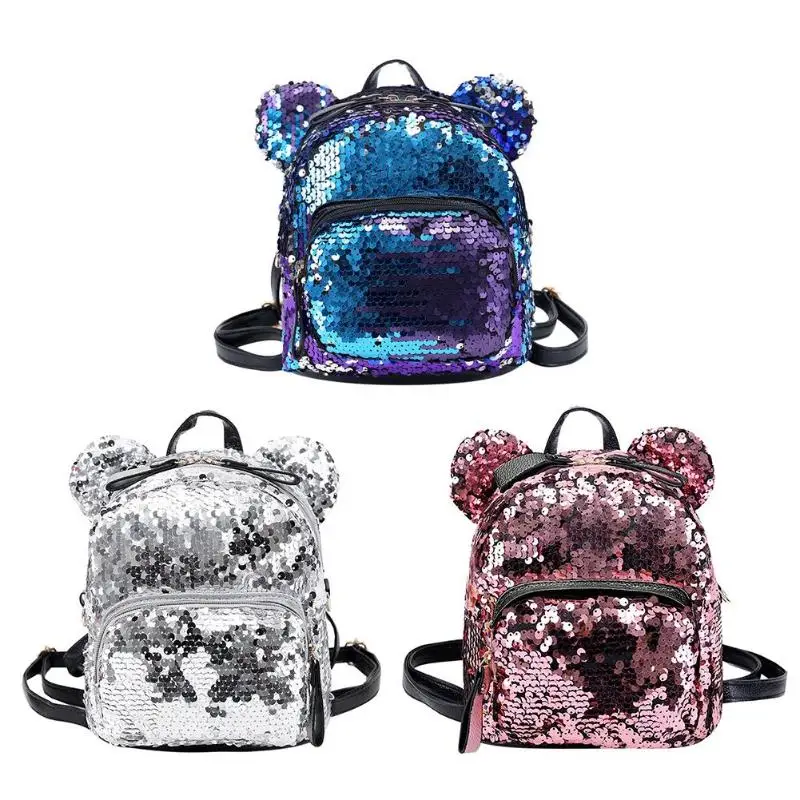 Женский Блестящий рюкзак Bling для девочек школьные сумки подростков мини