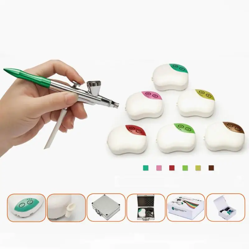 

Color Random Mini Air Pump Airbrush For Tattoo Cake Surface Coloring Special Mold Spray Airbrush Set