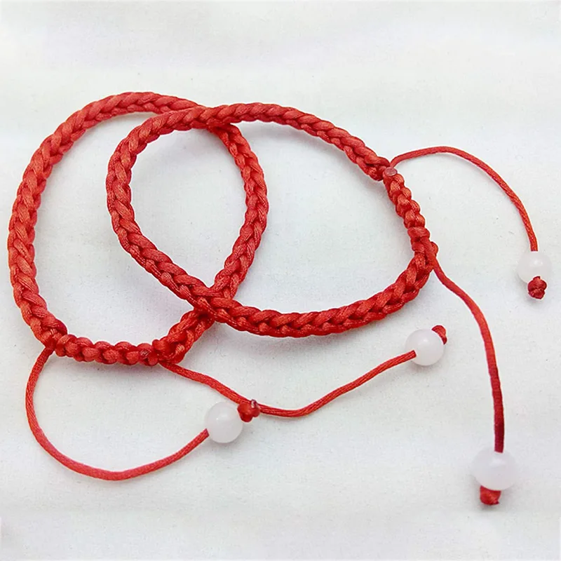 

Bead Unique Couples 2PCS Bracelet Knit Friendship Valentines Gift 2018 New Arrival Lucky Cute Adjustable Handmade Red Chain