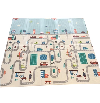 

200cmx180/150cm XPE Baby Play Mat Foldable Play Double-sided Mat Waterproof Thick Home Baby Room Puzzle Road Carpet