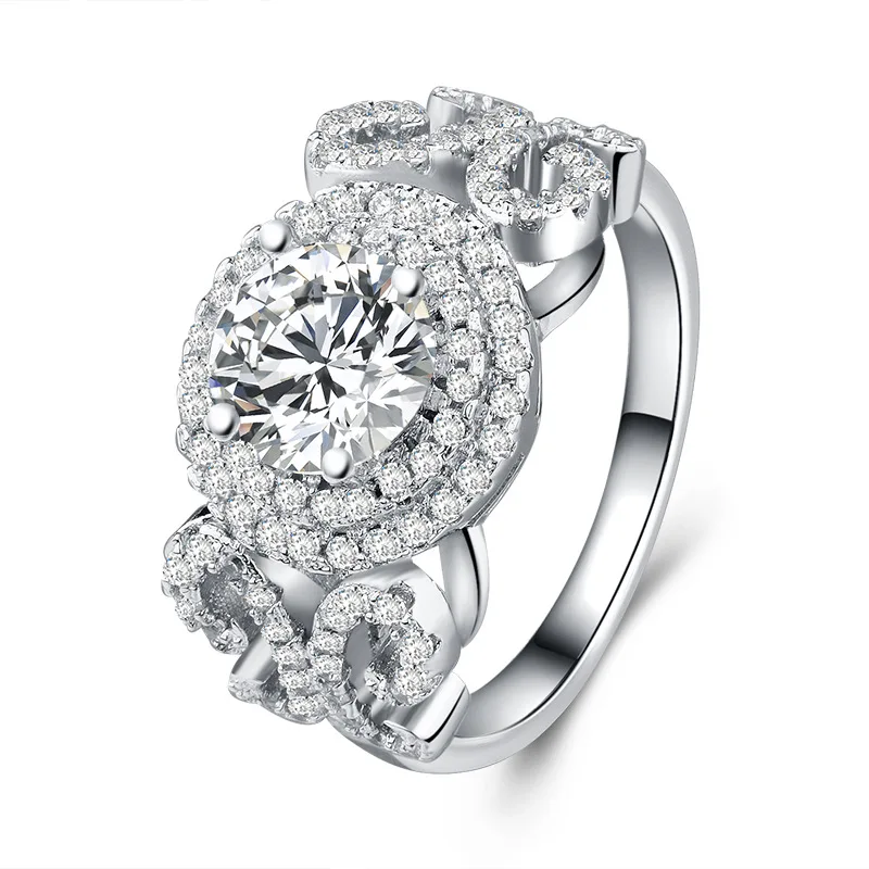 

Luxury Butterfly Shape Wedding Ring for Women Round Zircon Micro-inlaid Simulation Drill Ring Jewelry Couple Engagement Ring