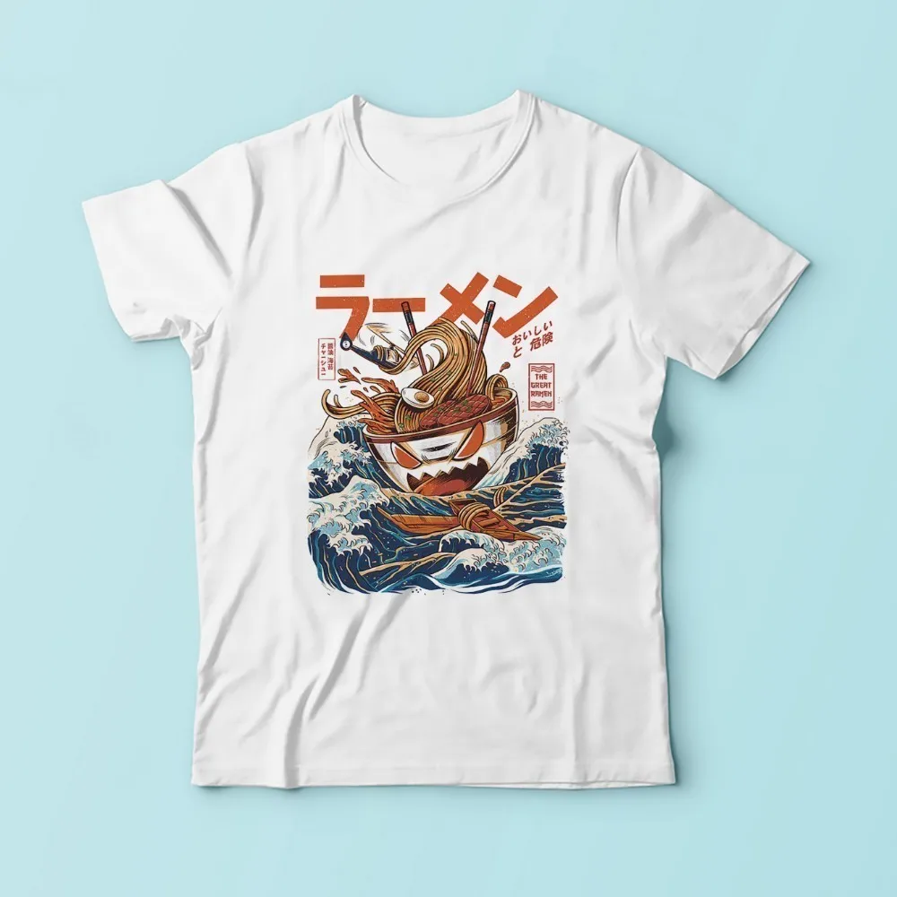 Крутая Мужская футболка с японским аниме Великая рамен kaiju Новинка лета 2019 белая