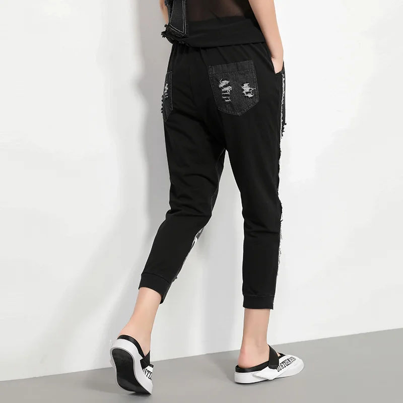 Max LuLu/Роскошные корейские модные женские летние брюки в стиле панк черные джинсы
