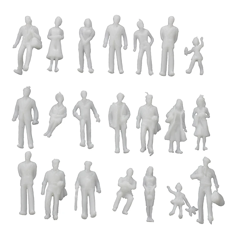 

100pcs Model Train People Figures Scale Ho Tt (1 To 100) Assorted style Great collectibles--light Grey