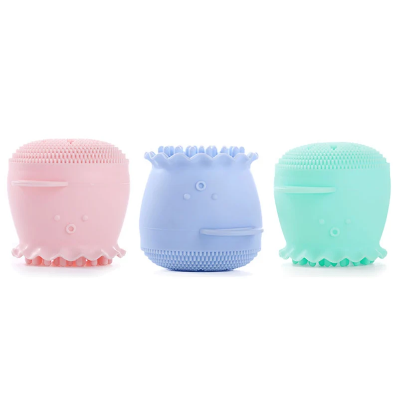 

Face Skin Care Cleaning Tools 1 Set /3Pcs Pink Green Blue Beauty Cute Octopus Jellyfish Facial Cleansing Brush Facial Puff Mask