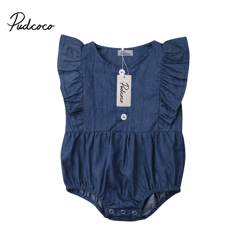 

Infant Newborn Baby Girl Jeans Romper Sleeveless Jumpsuit Denim Clothes Toddler Kids Summer Rompers Outfits Clothing Overalls