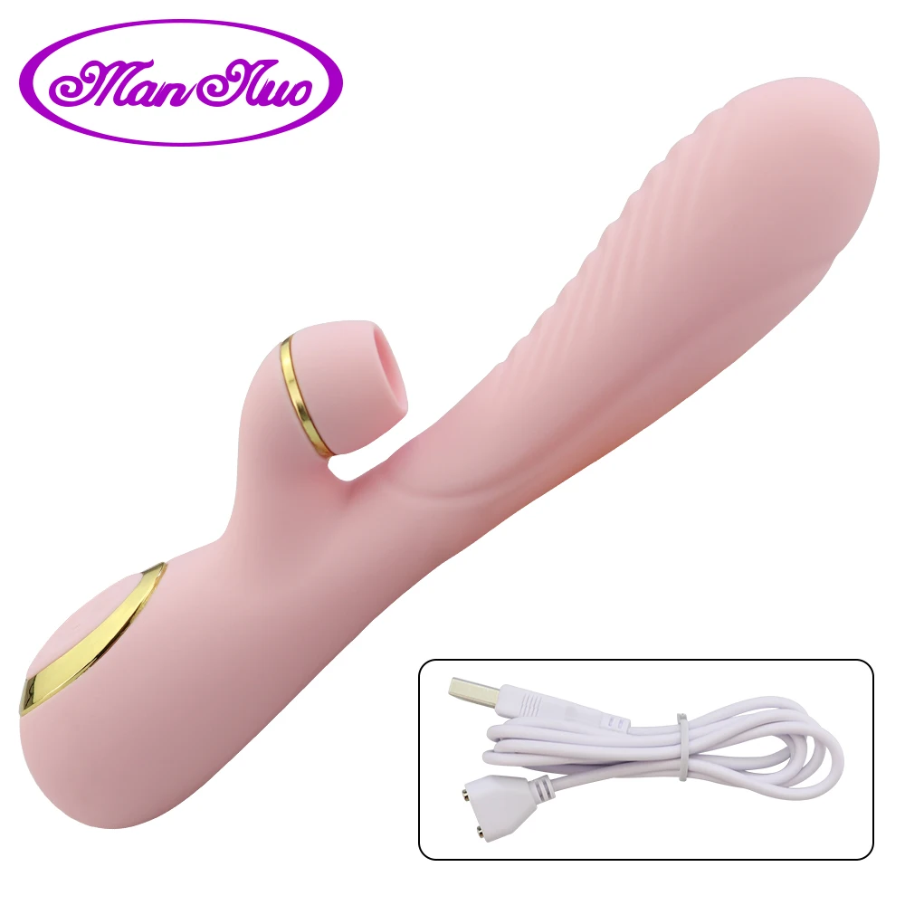 Sucking Magic Wand Vibrators Massager Dual Vibrating Dildo font b Pussy b font Clitoris Sucker Sex
