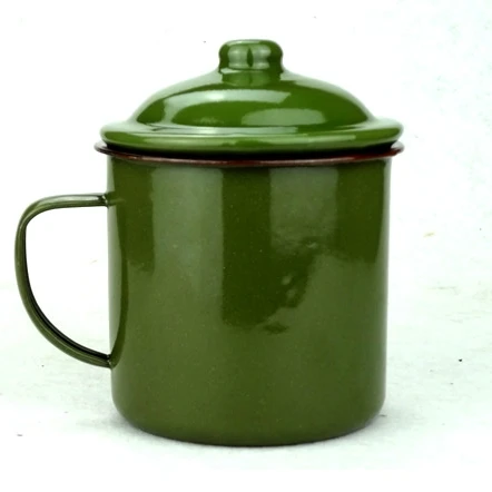 

old China Army Green vintage Enamel Mug Forces Military Coffee Mug Tea old Chinese Mug Office Mug