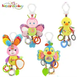 Детские игрушки-погремушки для животных, Мягкая бабочка, птица, плюшевая игрушка, Прорезыватель для зубов со звуками, детская коляска