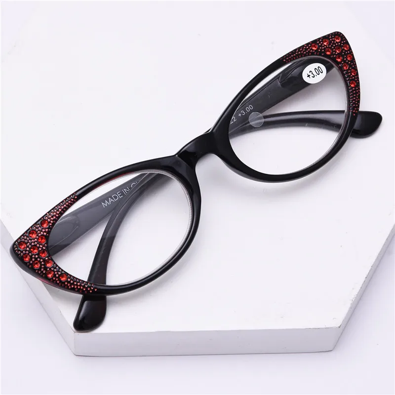 

Oulylan Elegant Cat Eye Reading Glasses Women Fashion Diamond Presbyopic Eyeglasses Hyperopia Spectacles Eyewears Portable