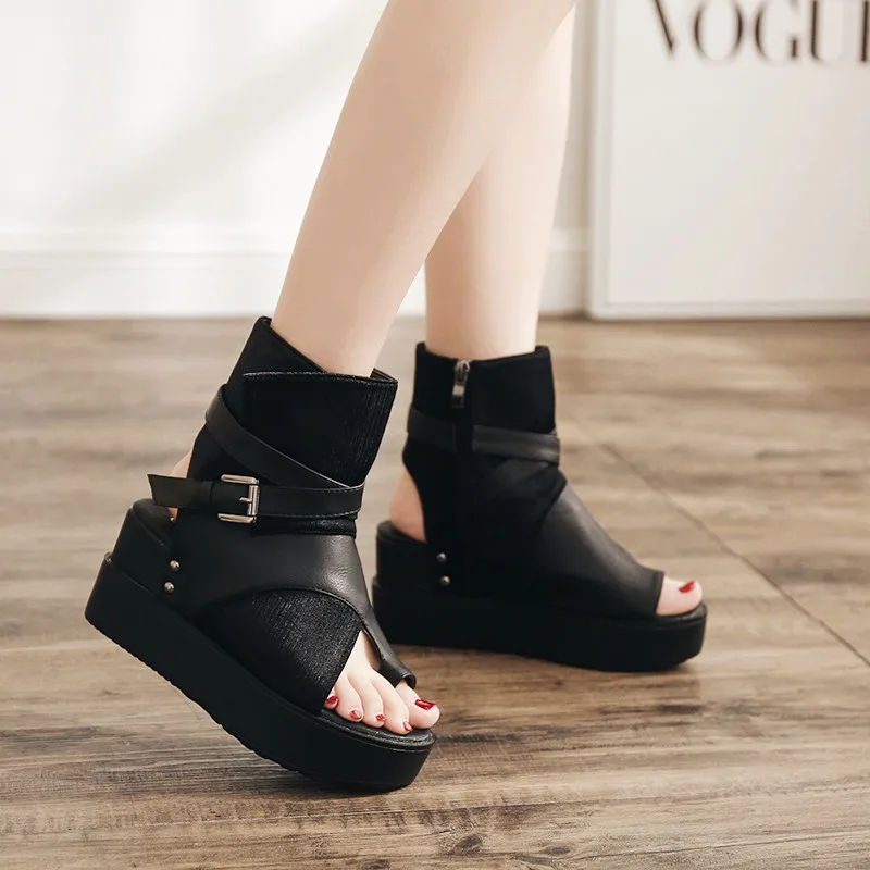 

2019 Set Toe Women's Shoes Comfortable High Rome Boots Belt Buckle Sandals Woman