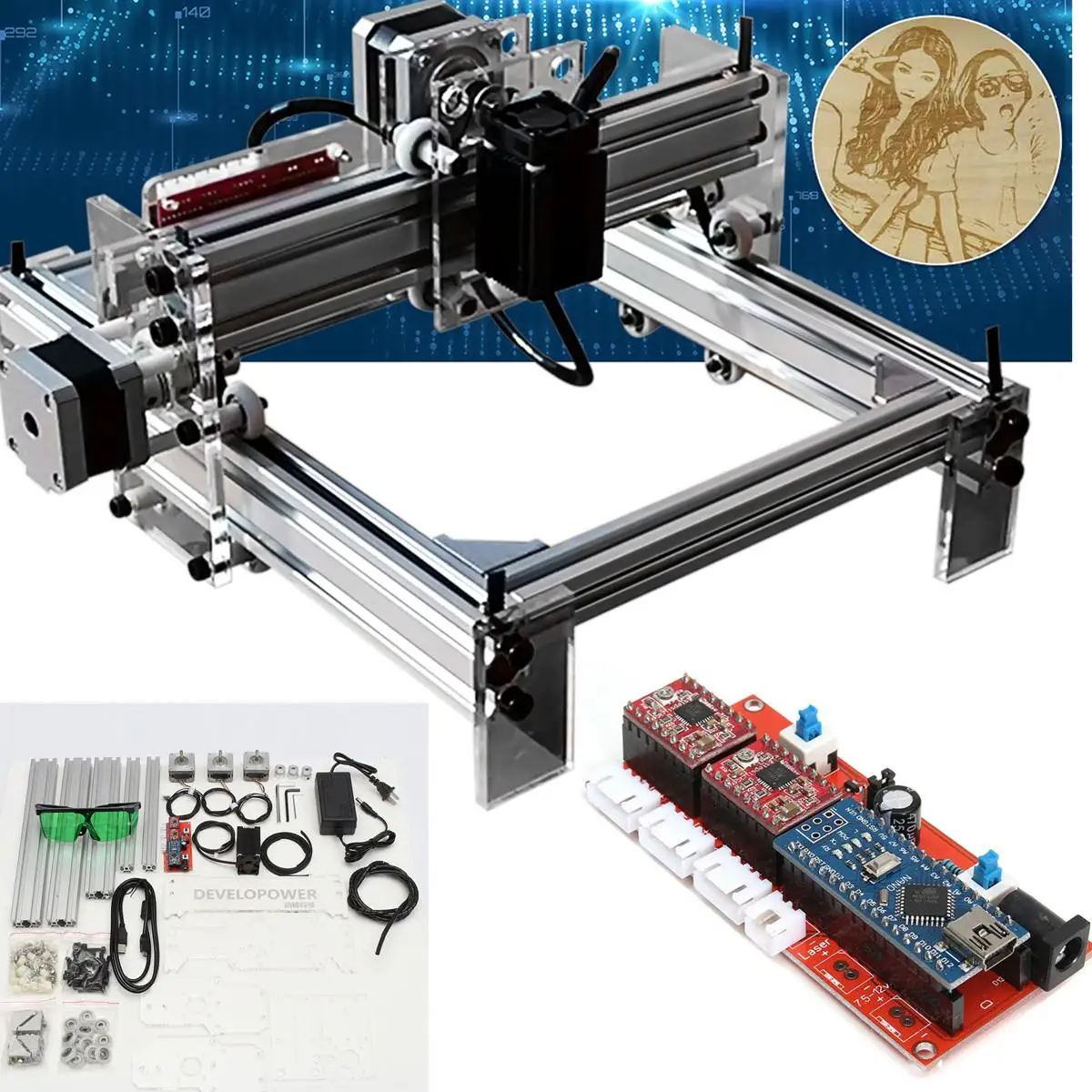 

laser machine PMW TTL control, laser carving machine 200mw Laser engraver, 200mw DIY Laser Engraving Machine, 200*170mm Area