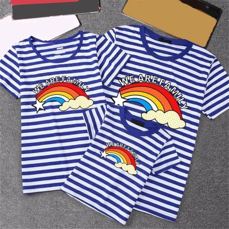 Футболка Rainbow Mommy and Me летняя одежда для матери дочери отца сына хлопковый топ