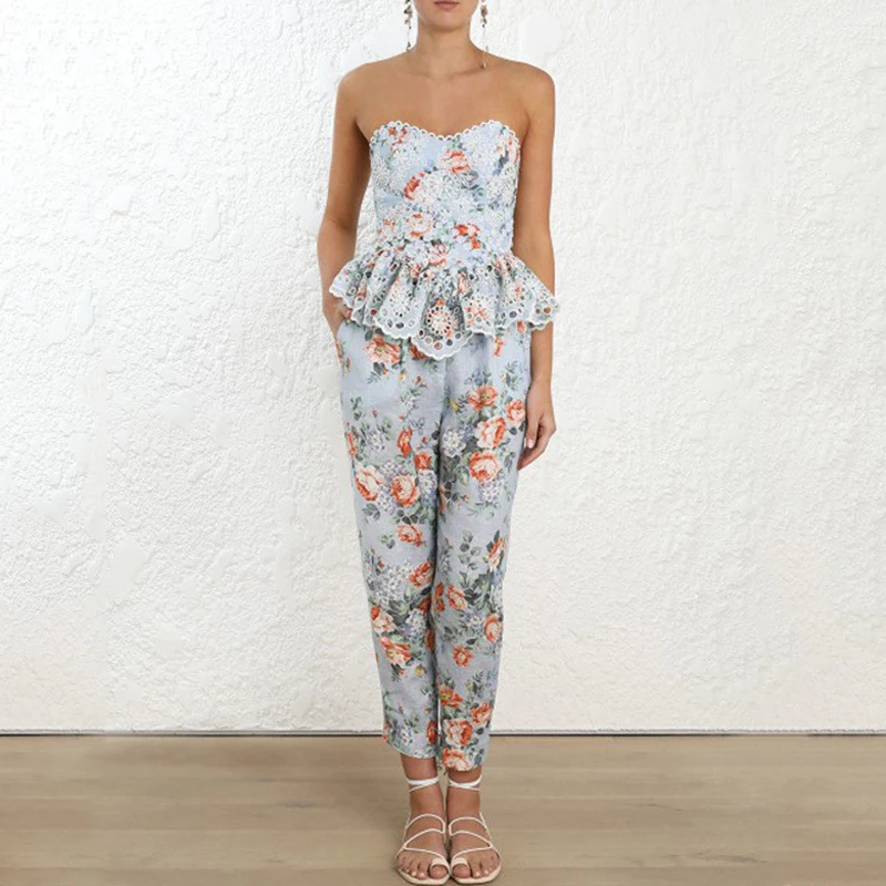 

2019 Summer Holiday and Vocation Women Sexy Top Blouse Runway Off Shoulder Strapless Flower Printed Boho Shirt Top Clothes