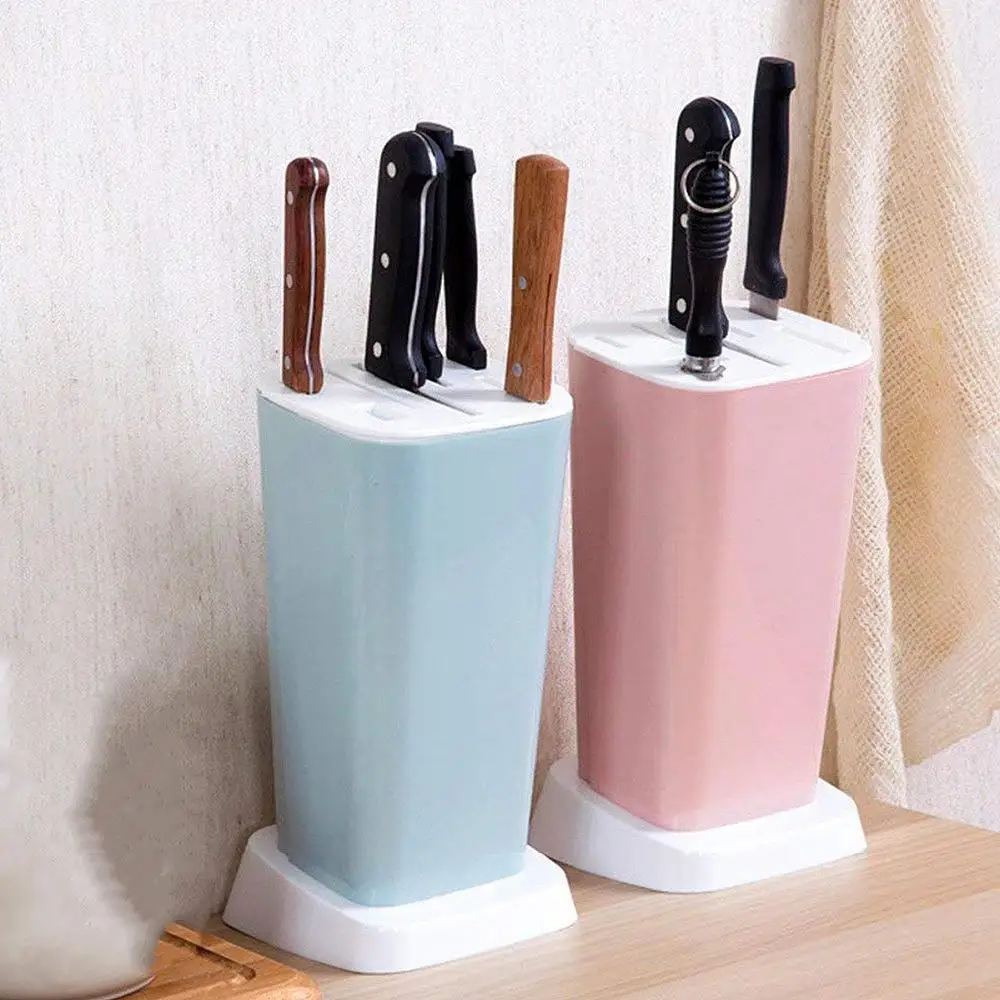 

Home Tableware Knife Block 7 Different Slot Multifunction Plastic Knife Stand Holder For Knives Kitchen Accessories