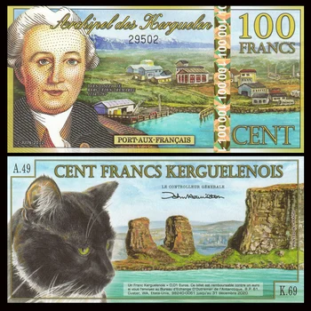 

Kerguelen Island 100 Francs, 2012, Polymer, UNC, Cat, Fancy Note, Business Commemorative, Collection, Gift, Original
